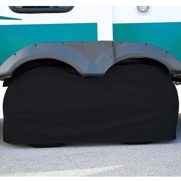 Superior Electric RV Trailer Black Vinyl Dual / Double Tire Cover for Size 30 Inch-33 Inch RVA1613 - main